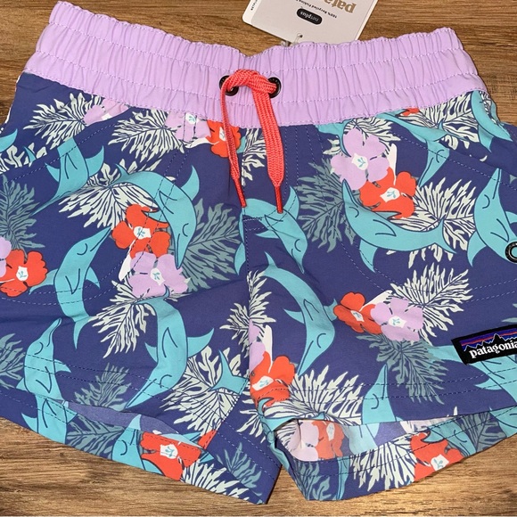 NWT Patagonia Girls Costa Rica Baggies Shorts Heart the Sea - Picture 3 of 9